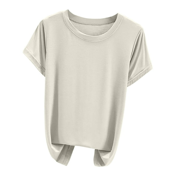 XuJwPNcy Women's Pajama Shirts Solid Basic Soft Sleepwear Round Neck Short Sleeve Pjs Sleep Tops Loungewear