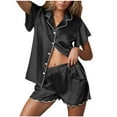 thumbnail image 1 of XuJwPNcy Women's Pajamas Set Silk Shirt and Shorts Button down Pj Sets Two Piece Summer Satin Lounge Sets, 1 of 7