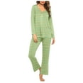 thumbnail image 1 of XuJwPNcy Women's Pajamas Sets 2 Piece V Neck Long Sleeve Sleepwear Comfy Pants Striped Loungewear, 1 of 5