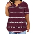 thumbnail image 1 of XuJwPNcy Women's Plus Size Shirt Short Sleeve V Neck Tops Basic Ladies Loose T Shirt Dressy Casual Striped Blosue, 1 of 4