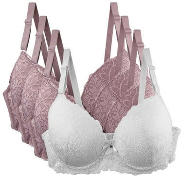 Yuzhih Women's Push up Lace Bra No Underwire Full Coverage Breathable Bras Plus Size Support Soft Comfy Bras 4 Pack