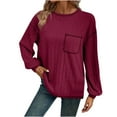 thumbnail image 1 of XuJwPNcy Women's Ribbed Sweater Crew Neck Long Sleeve Shirts Fall Loose Solid Knit Pullover with Pockets, 1 of 7