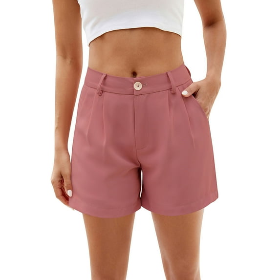 XuJwPNcy Women's Shorts Trendy Summer Dressy High Waisted Pleated Business Casual Work Shorts with Pockets