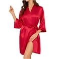 thumbnail image 1 of XuJwPNcy Women's Silk Robe Set V-Neck Half Sleeve 2 Piece Robes and Satin Bathrobe Set with Belt, 1 of 7