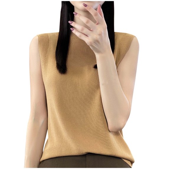 Yuzhih Women's Sleeveless Sweater Vest 2025 Summer Mock Neck Ribbed Knit Lightweight Pullover Casual Loose Fit Tank Tops