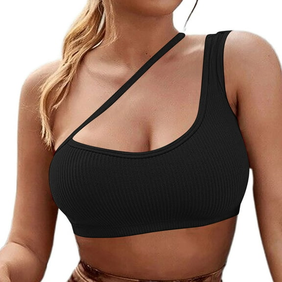 XuJwPNcy Women's Sports Bras with Padded Medium Support Ribbed Seamless y Workout Crop Top Yoga Bras