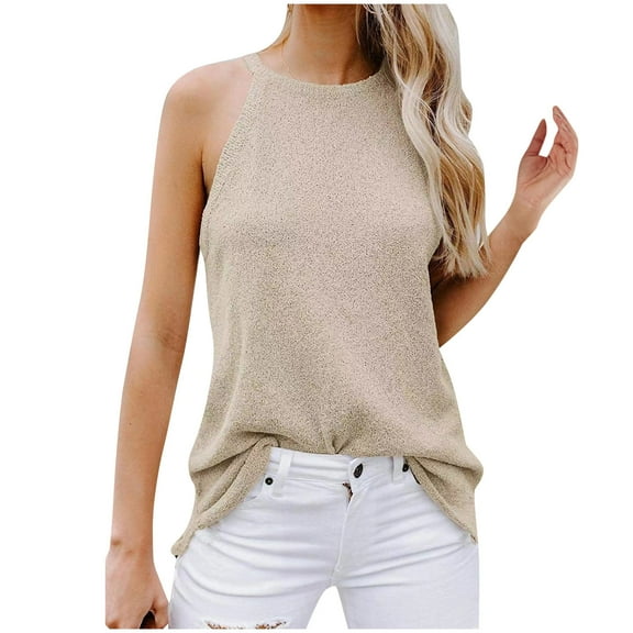 XuJwPNcy Women's Summer Sweater Tank Tops Casual Baggy Crew Neck Sleeveless Tshirts Trendy Soft Comfy Tops