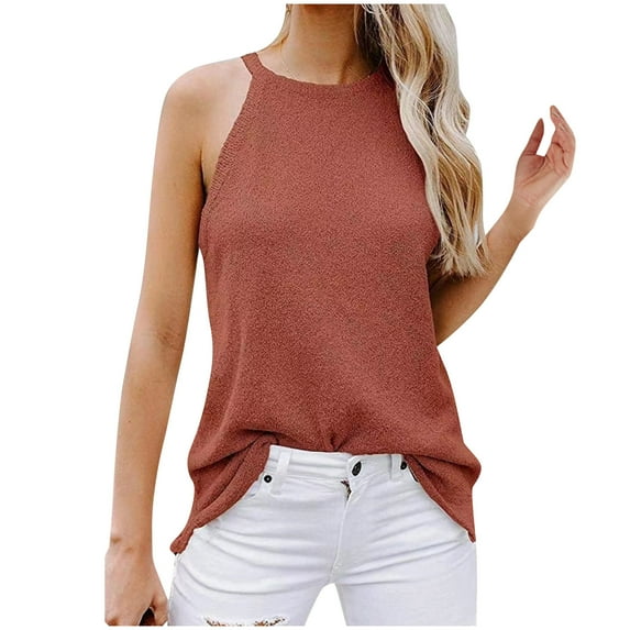 XuJwPNcy Women's Summer Sweater Tank Tops Casual Baggy Crew Neck Sleeveless Tshirts Trendy Soft Comfy Tops