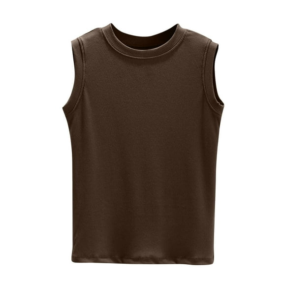 XuJwPNcy Women's Summer Tank Tops Fashion Solid Soft Comfy Pjs Loungewear Scoop Neck Sleeveless Cropped Tops