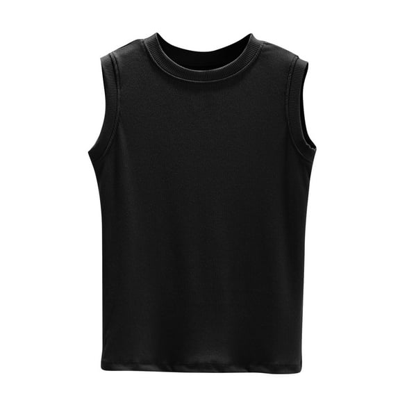 Yuzhih Women's Summer Tank Tops Fashion Solid Soft Comfy Pjs Loungewear Scoop Neck Sleeveless Cropped Tops