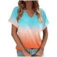 thumbnail image 1 of XuJwPNcy Women's T-Shirts Dressy Tunic Tops Short Sleeve Tie Dye Print Blouses V Neck Summer Cute Clothes, 1 of 5