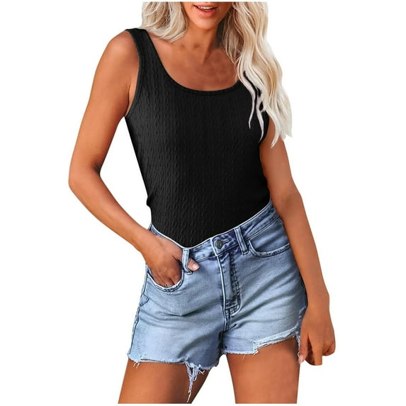 Yuzhih Women's Tank Tops Casual Slim Sleeveless Scoop Neck Tshirts Trendy Comfy Basic Tunic Shirts 2024