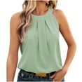 thumbnail image 1 of Yuzhih Women's Tank Tops Summer Crew Neck Pleated Loose Flowy Tops Office Cute Work Sleeveless Shirts 2024, 1 of 4