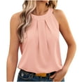 thumbnail image 1 of XuJwPNcy Women's Tank Tops Summer Crew Neck Pleated Loose Flowy Tops Office Cute Work Sleeveless Shirts, 1 of 4