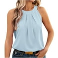 thumbnail image 1 of XuJwPNcy Women's Tank Tops Summer Crew Neck Pleated Loose Flowy Tops Office Cute Work Sleeveless Shirts, 1 of 4