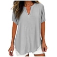 thumbnail image 1 of XuJwPNcy Women's Tops Loose V Neck Short Sleeve Shirts Casual Lightweight Flowy Blouses Summer Outfits, 1 of 5