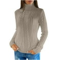 thumbnail image 1 of Yuzhih Women's Turtleneck Sweaters Cable Knit Long Sleeve Pullover Sweater Casual Solid Thermal Tops 2024 Fall, 1 of 6