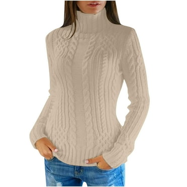 Yuzhih Women's Turtleneck Sweaters Cable Knit Long Sleeve Pullover Sweater Casual Solid Thermal Tops 2024 Fall