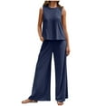 thumbnail image 1 of XuJwPNcy Women's Two Piece Outfits Crew Neck Sleeveless Tank Top with Wide Leg Pants Lounge Matching Sets, 1 of 7