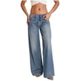 thumbnail image 1 of XuJwPNcy Women's Wide Leg Jeans Baggy Distressed Straight Leg Jean Pants Trendy Stretchy Denim Pants, 1 of 7