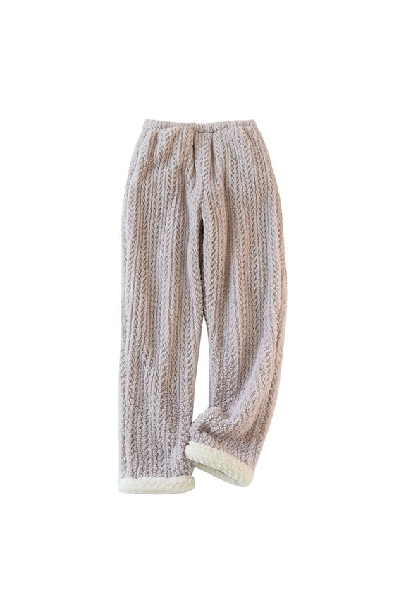 Women's Winter Warm Fleece Pajama Pants Solid Lounge Fuzzy Thermal Loungewear Baggy Comfy Pjs Trouser