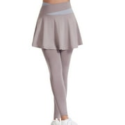 XUJWPNCY Women's Yoga Tennis Skirted Leggings High Waisted 2 in 1 Pants Gym Athletic Soft Comfy Clothing Activewear