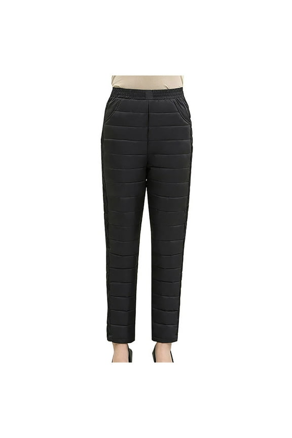 Women's down Pants Winter Windproof Warm Outdoor Ski Snow Pants Lightweight Guilted Puffer Sweatpants Trousers