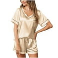 thumbnail image 1 of XuJwPNcy Womens 2 Piece Satin Pajama Sets V Neck Short Sleeve Shirts with Shorts Sleepwear Set Pjs Lounge Outfits, 1 of 7