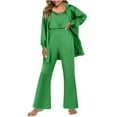 thumbnail image 1 of XuJwPNcy Womens 3 Psc Satin Pajama Sets Cami Top and Wide Leg Pants with Robe Sleepwear Set Pjs Lounge Outfits, 1 of 6