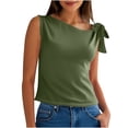 thumbnail image 1 of Yuzhih Womens Bow Tie One Shoulder Tank Tops Sleeveless Asymmetrical Neck Summer Tanks Trendy Casual Tunic Sleeveless Crop Top, 1 of 7