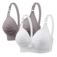 thumbnail image 1 of XuJwPNcy Womens Bras Plus Size Full Coverage Bras Front Closure No Underwire Bralettes Everyday Bra 2 Pack, 1 of 4
