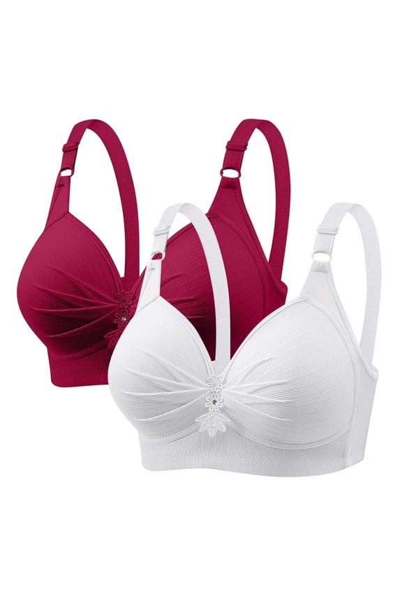 Womens Bras Plus Size Full Coverage Bras Front Closure No Underwire Bralettes Everyday Bra 2 Pack