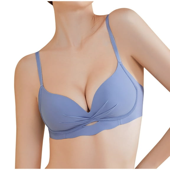 XuJwPNcy Womens Bras Smoothing No Underwire Push up Bra Pleated Wireless Lightly Lined T-Shirt Bra