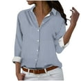 thumbnail image 1 of XuJwPNcy Womens Button down Shirts Collared V Neck Long Sleeve Work Blouses Tops with Pocket Striped Printed Shirts, 1 of 4