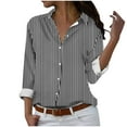 thumbnail image 1 of XuJwPNcy Womens Button down Shirts Collared V Neck Long Sleeve Work Blouses Tops with Pocket Striped Printed Shirts, 1 of 4