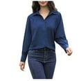 thumbnail image 1 of XuJwPNcy Womens Button down Shirts Long Sleeve Collared V Neck Office Work Blouses Tops Formal Shirts, 1 of 6