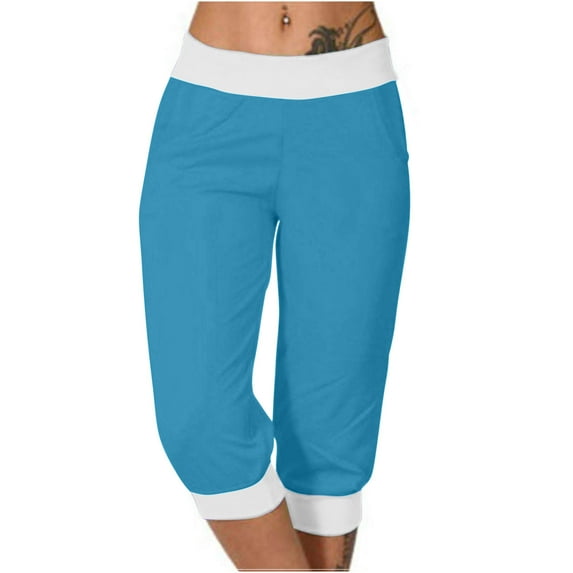 XuJwPNcy Womens Capri Pants Trendy Lightweight Jogger Running Pants Elastic Waist Cinch Bottom Sweatpants with Pockets