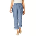thumbnail image 1 of XuJwPNcy Womens Cargo Pants Casual Wide Leg Pants Elastic Waist Drawstring Trousers Convertible Cargo Capri Pants, 1 of 7