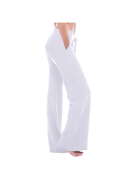 Womens Cargo Yoga Pants Drawstring Elastic High Waist Workout Trousers Casual Loose Wide Leg Pant