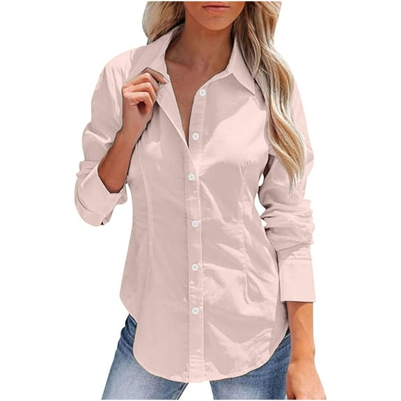 XuJwPNcy Womens Cotton Linen Button down Shirt Fall Casual Long Sleeve Solid Shirts Business Work Tops with Pockets