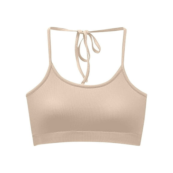 XuJwPNcy Womens Crop Tank Top Seamless Padded Cami Bra Yoga Workout Halter Neck Ribbed Camisole Workout Bra