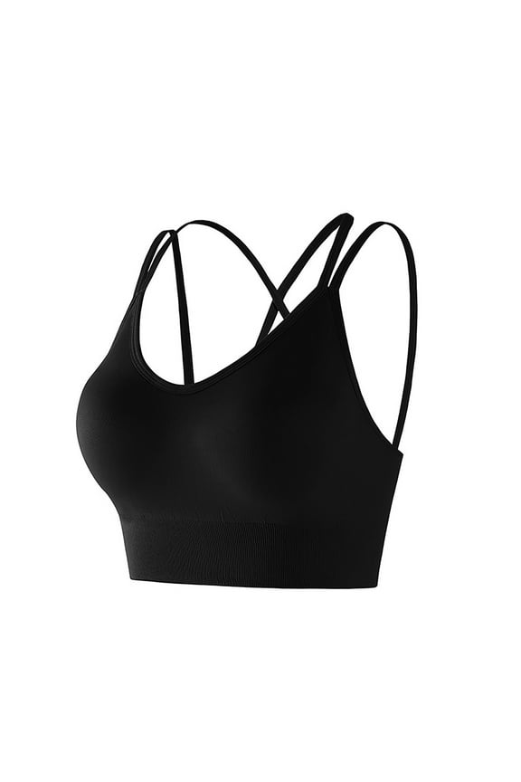 Yuzhih Womens Cross Back Strappy Sports Bras Seamless Workout Yoga Bras Wirefree Breathable Cropped Top Bra