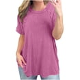 thumbnail image 1 of XuJwPNcy Womens Oversized T Shirts Summer Ribbed Knit Short Sleeve Tunic Tops Casual Loose Plus Size Tees, 1 of 7
