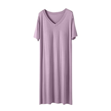 Yuzhih Womens Pajama Dresses 2025 Built in Bra Short Sleeve V Neck Casual Pjs Dress Comfy Soft Nightdress