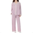 thumbnail image 1 of XuJwPNcy Womens Pajama Set 2 Piece Comfy Long Sleeve Lapel V Neck Tops and Pants Sets Button down Sleepwear, 1 of 7