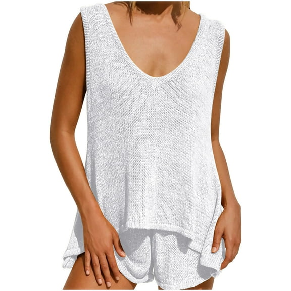 XuJwPNcy Womens Pajama Set Soft Sleeveless Tank Top and Shorts Lounge Sets Summer 2 Piece Pjs with Pockets