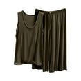 thumbnail image 1 of XuJwPNcy Womens Pajama Sets 2 Piece Sleeveless Summer Pjs Solid Color Tank Top and Capri Pant Matching Vacation Set, 1 of 3