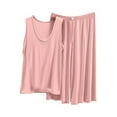 thumbnail image 1 of XuJwPNcy Womens Pajama Sets 2 Piece Sleeveless Summer Pjs Solid Color Tank Top and Capri Pant Matching Vacation Set, 1 of 3