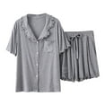 thumbnail image 1 of XuJwPNcy Womens Pajama Sets Button down Short Sleeve Shirts and Drawstring Waisted Shorts Sleeping Loungewear Sets M-L, 1 of 5