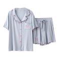 thumbnail image 1 of XuJwPNcy Womens Pajama Sets Button down Short Sleeve Shirts and Drawstring Waisted Shorts Sleeping Loungewear Sets M-L, 1 of 7